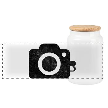 Conception de logo de caméra - Boîte à biscuits avec couvercle en bois - blanc - Devant