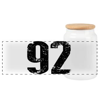 92 Number Jersey - Panoramic Cookie Jar with Wooden Lid - white - Front
