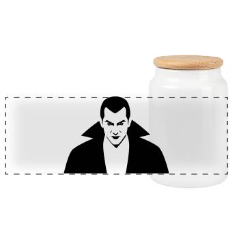 Vampire Illustration - Panoramic Cookie Jar with Wooden Lid - white - Front