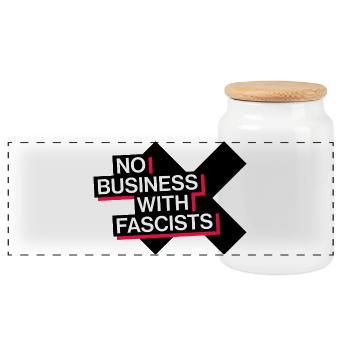 NO BUSINESS WITH FASCISTS - Panoramic Cookie Jar with Wooden Lid - white - Front