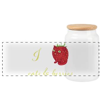Qui n'aime pas les chats et les baies ? - Boîte à biscuits avec couvercle en bois - blanc - Devant