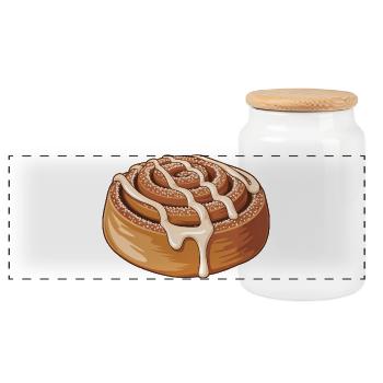 Sweet Cinnamon Roll - Panoramic Cookie Jar with Wooden Lid - white - Front
