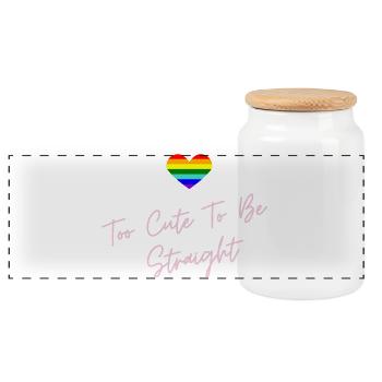 Rainbow Heart Pride LGBTQ Design - Panoramic Cookie Jar with Wooden Lid - white - Front