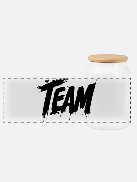 Team Gruppe - Panorama Keksdose mit Holzdeckel - Weiß