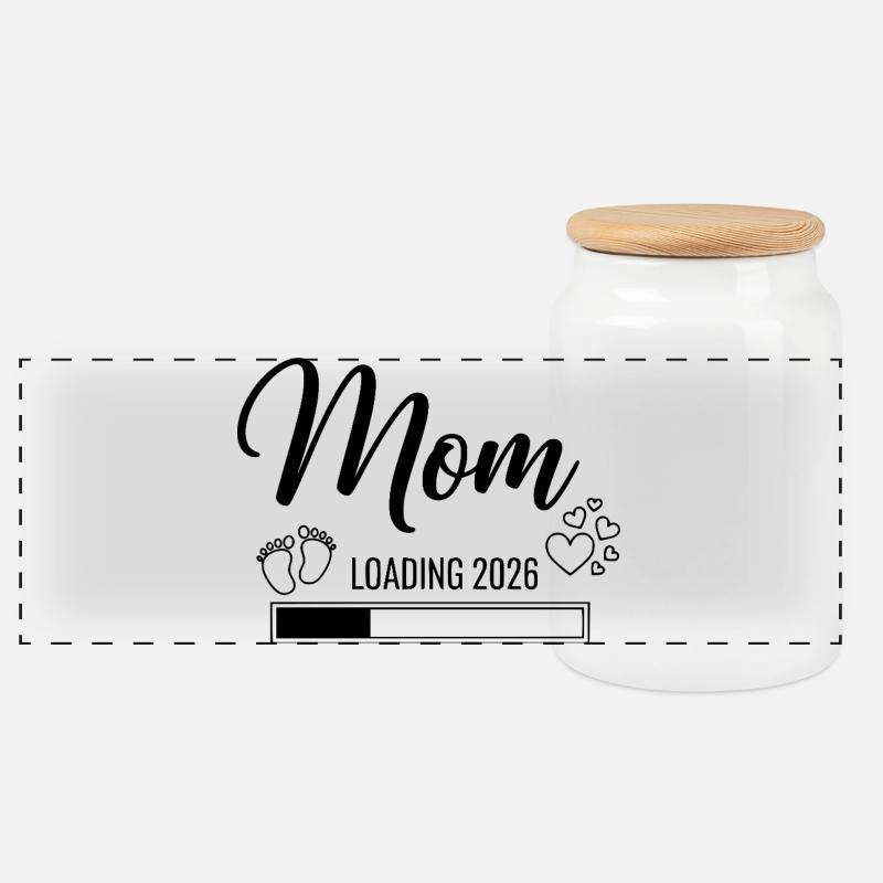 Mom Loading 2026 - Panorama Keksdose mit Holzdeckel - Weiß