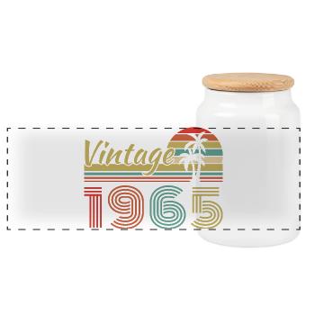 1965 Vintage Rétro Cadeau D'anniversaire - Boîte à biscuits avec couvercle en bois - blanc - Devant
