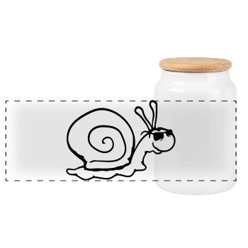 Snail Sunglasses Cool Black Glasses Smile - Panoramic Cookie Jar with Wooden Lid - white - Front