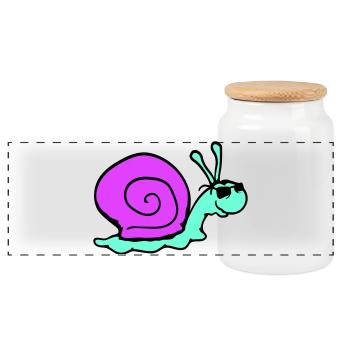 Snail Sunglasses Cool Black Glasses Smile - Panoramic Cookie Jar with Wooden Lid - white - Front