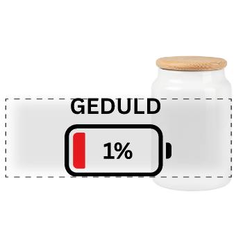 Geduld - 1% Design - Panorama Keksdose mit Holzdeckel - Weiß - Vorne