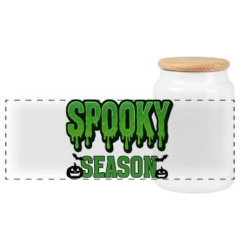 Spooky Season Illustration - Panorama Keksdose mit Holzdeckel - Weiß - Vorne
