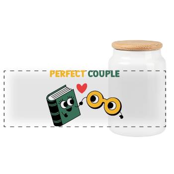 Perfect Couple: Cloud and Umbrella Fun - Panorama Keksdose mit Holzdeckel - Weiß - Vorne