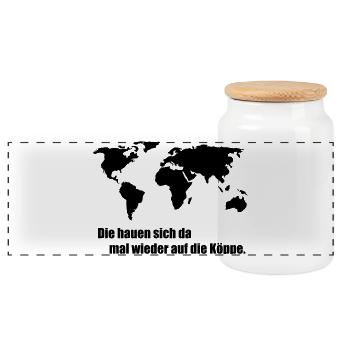 World map - Panoramic Cookie Jar with Wooden Lid - white - Front