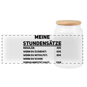 Handwerker Stundensätze - Panorama Keksdose mit Holzdeckel - Weiß - Vorne