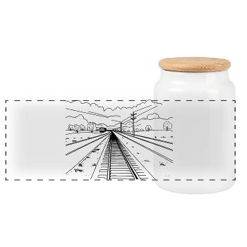 Croquis ferroviaire - Boîte à biscuits avec couvercle en bois - blanc - Devant