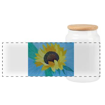 Sonnenblume Bunte Malerei Kunst - Panorama Keksdose mit Holzdeckel - Weiß - Vorne