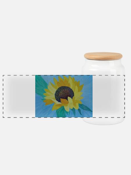 Sonnenblume Bunte Malerei Kunst - Panorama Keksdose mit Holzdeckel - Weiß