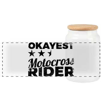 Funny motocross rider - Panoramic Cookie Jar with Wooden Lid - white - Front