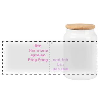 Die Hormone spielen Ping Pong und ich bin der Ball - Panorama Keksdose mit Holzdeckel - Weiß - Vorne
