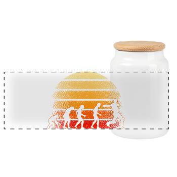 Funny Cricketer Cricket Sports Sayings - Panoramic Cookie Jar with Wooden Lid - white - Front