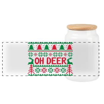 Pull moche - Oh Deer - Boîte à biscuits avec couvercle en bois - blanc - Devant