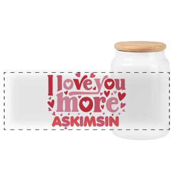 Askimsin (türkisch) - Ich liebe dich noch mehr  - Panorama Keksdose mit Holzdeckel - Weiß - Vorne