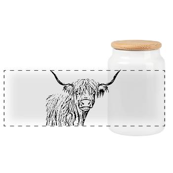 schottisches_Hochlandrind_T shirt_Geschenk - Panoramic Cookie Jar with Wooden Lid - white - Front