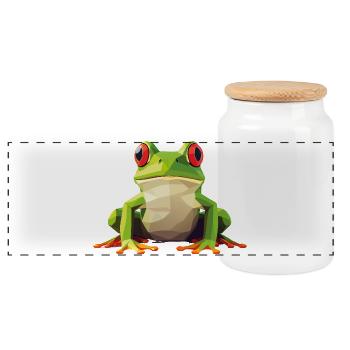 frog_1 - Panorama Keksdose mit Holzdeckel - Weiß - Vorne