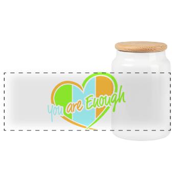 You Are Enough Self Love Motivational Quote - Panoramic Cookie Jar with Wooden Lid - white - Front