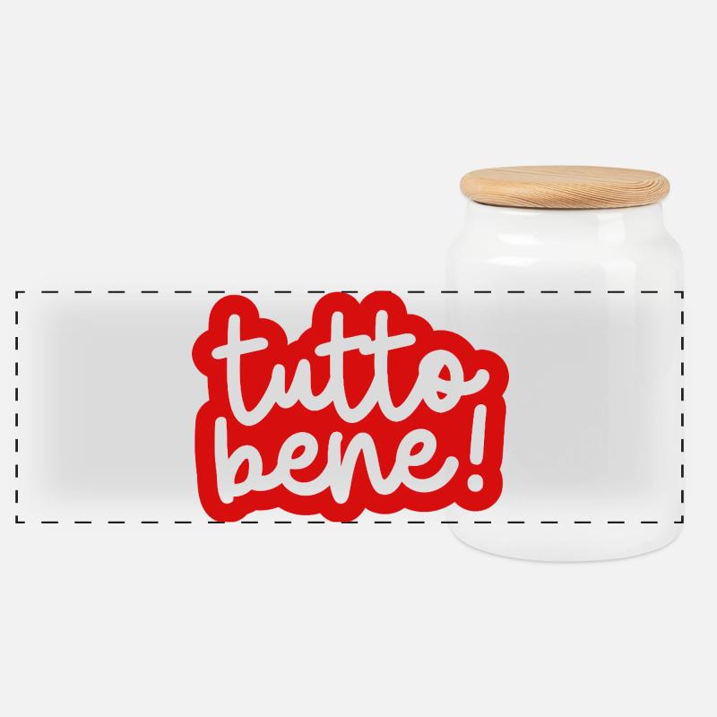 "tutto bene!" - Panorama Keksdose mit Holzdeckel - Weiß
