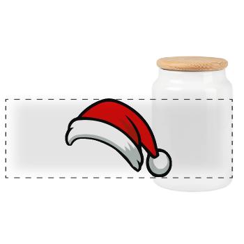Chapeau de Père Noël Graphique - Boîte à biscuits avec couvercle en bois - blanc - Devant