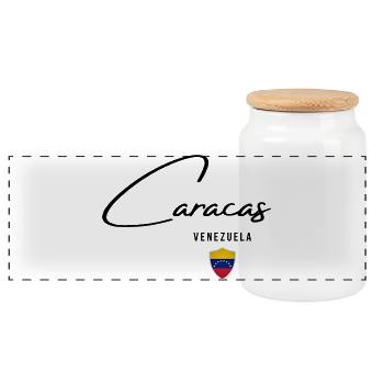 Caracas Venezuela, elegantes Design von Caracas - Panorama Keksdose mit Holzdeckel - Weiß - Vorne