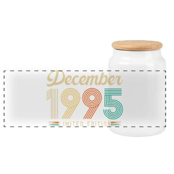 30 Years Anniversary Gift Born December 1995 - Panoramic Cookie Jar with Wooden Lid - white - Front