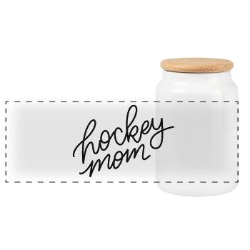 Hockey Mom Script Logo - Boîte à biscuits avec couvercle en bois - blanc - Devant