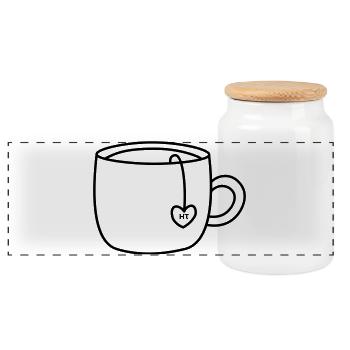 HT logo Tasse_Transparent - Boîte à biscuits avec couvercle en bois - blanc - Devant