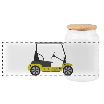 Golfwagen - Panorama Keksdose mit Holzdeckel - Weiß - Vorne