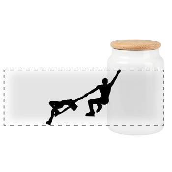 Figure skating - Panoramic Cookie Jar with Wooden Lid - white - Front