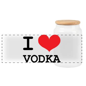 I Love Vodka - Alcool - Boîte à biscuits avec couvercle en bois - blanc - Devant