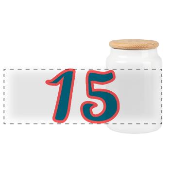 15. 15 JAHRE. 15-JÄHRIGES JUBILÄUM. 15-JÄHRIGES JUBILÄUM. - Panorama Keksdose mit Holzdeckel - Weiß - Vorne
