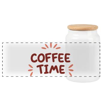 Coffee Time Colors Coffee - Panoramic Cookie Jar with Wooden Lid - white - Front