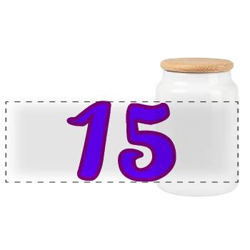 ANNIVERSARY. HAPPY BIRTHDAY. 15 YEARS. 15. 15 YEARS. - Panoramic Cookie Jar with Wooden Lid - white - Front