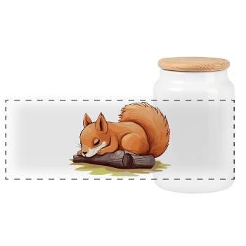 Dessin animé Animal Écureuil Mignon, Bébé Enfant - Boîte à biscuits avec couvercle en bois - blanc - Devant