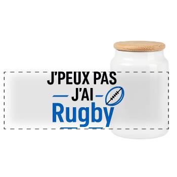 J'peux pas j'ai Rugby Graphique - Boîte à biscuits avec couvercle en bois - blanc - Devant