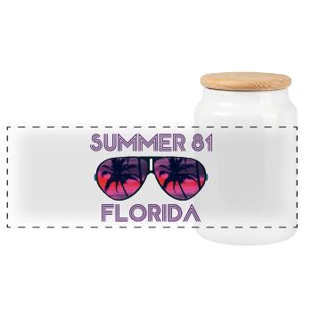 Summer 81 Florida - Retro Sunset Sunglasses - Panoramic Cookie Jar with Wooden Lid - white - Front