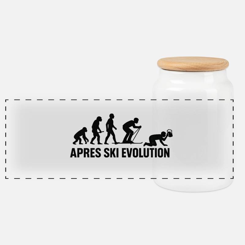  Apres Ski Evolution Skifahren Skiurlaub - Panorama Keksdose mit Holzdeckel - Weiß