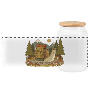 Forest Trail Backpacking Adventure - Panoramic Cookie Jar with Wooden Lid - white - Front