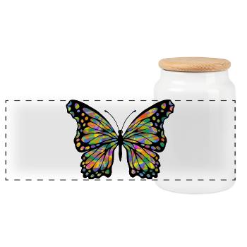 Schmetterling - Panorama Keksdose mit Holzdeckel - Weiß - Vorne