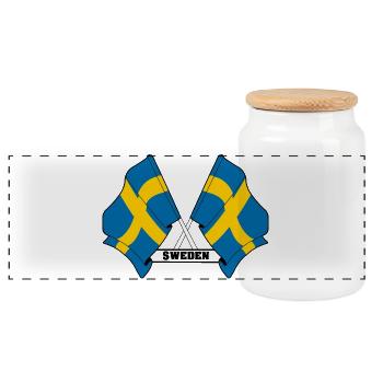 Drapeau suédois - Boîte à biscuits avec couvercle en bois - blanc - Devant