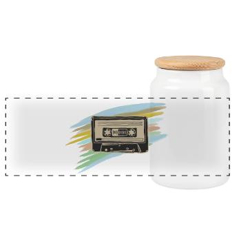 Kassetten Vibe Neon-Pinsel - Panorama Keksdose mit Holzdeckel - Weiß - Vorne