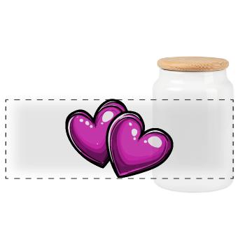 Herzen Liebe Symbol - Panorama Keksdose mit Holzdeckel - Weiß - Vorne