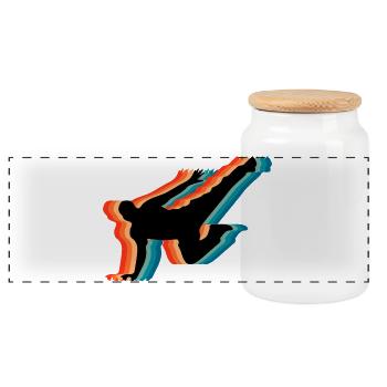 Retro Parkour Free Running Silhouette Retro Art - Panoramic Cookie Jar with Wooden Lid - white - Front